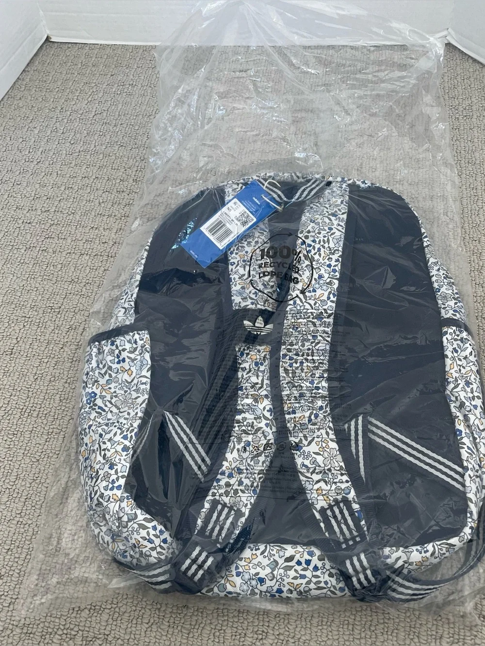 NWT adidas liberty navy floral backpack with pouch